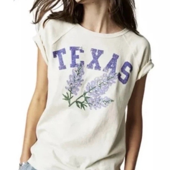 We The Free Tops - We The Free Cream Tee with Purple Graphic